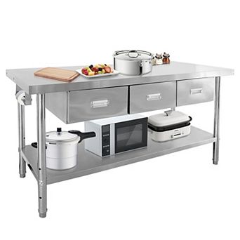 71" X 24" Stainless Steel Table with 3 Drawers