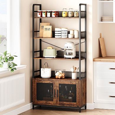 Industrial Vintage Brown 4-Tier Bookshelf