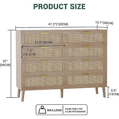 6-Drawer Rattan Dresser