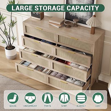 6-Drawer Rattan Dresser