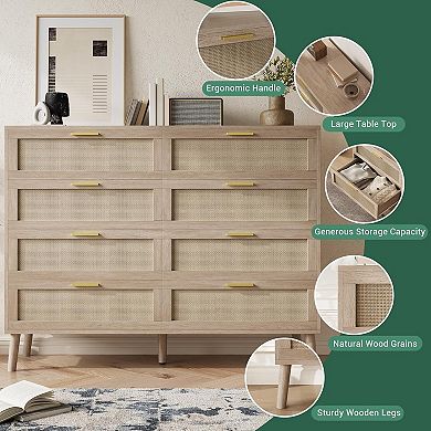 6-Drawer Rattan Dresser