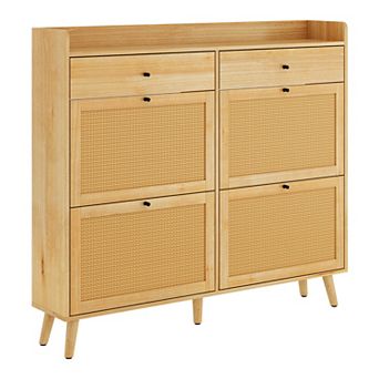 Rattan Shoe Storage Cabinet with 2 Drawers