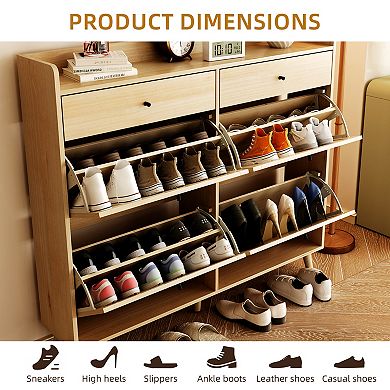 Rattan Shoe Storage Cabinet with 2 Drawers