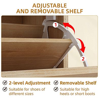 Rattan Shoe Storage Cabinet with 2 Drawers