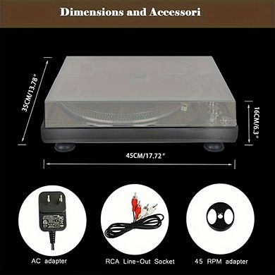 2-Speed Vinyl Record Player with Beltdrive System, Pre Amplifier, RCA Line, Auto-Return, 33/45 RPM