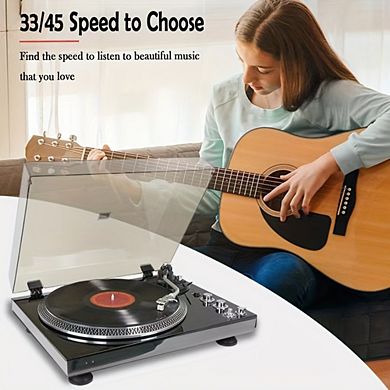 2-Speed Vinyl Record Player with Beltdrive System, Pre Amplifier, RCA Line, Auto-Return, 33/45 RPM