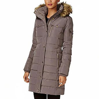 MICHAEL Michael Kors Women's Down Winter Coat with Faux Fur Hood