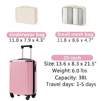 20" Hardside Luggage with 2 Packing Cubes