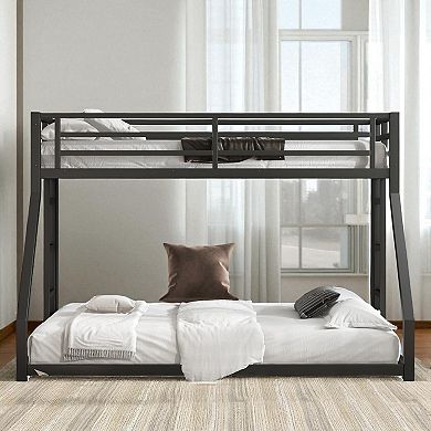 Lufeiya Twin XL Over Queen Metal Bunk Bed Frame with Guardrails and Dual Side Ladders, Space-Saving