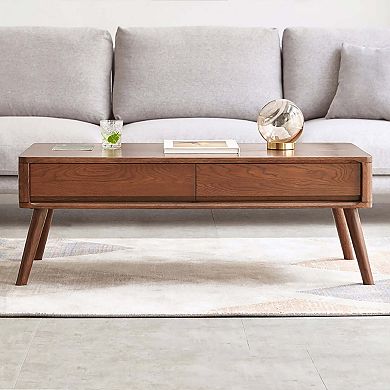 Lift Top Coffee Table with Hidden Storage and Smooth Safety Design