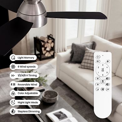 Moooni Smart Low-Profile Ceiling Fan with Light and Remote