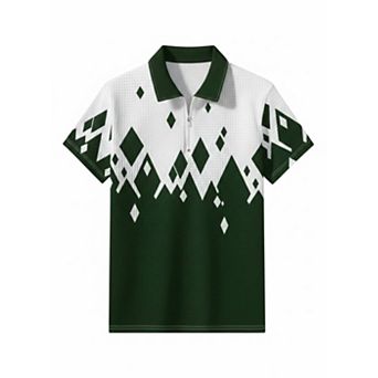 Men's Waffle Knit Short Sleeve Polo Shirt
