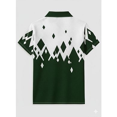 Men's Waffle Knit Short Sleeve Polo Shirt
