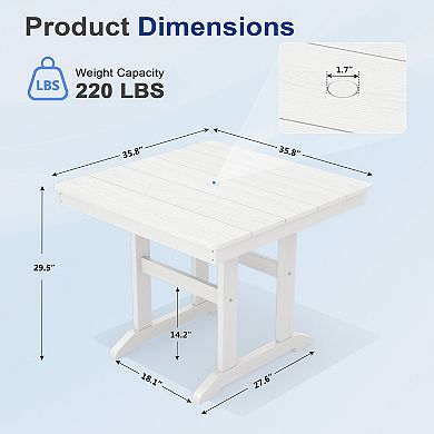 HDPE 23.4L×29.53H Square Dining Table