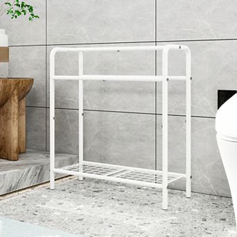 3 tier Metal Towel Rack, Freestanding Towel Holder for Bathroom, Display Rack with Storage