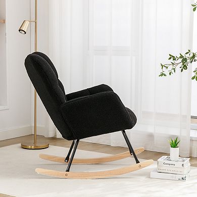 Teddy Fabric Rocking Gilder Nursery Chair For Living Room Indoor
