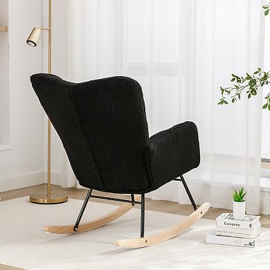 Teddy Fabric Rocking Gilder Nursery Chair For Living Room Indoor
