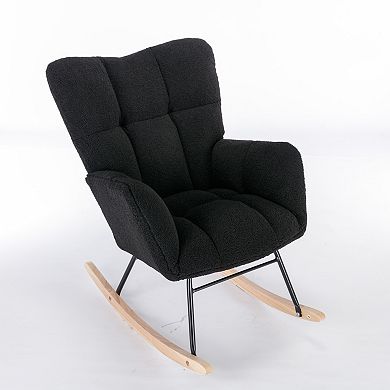 Teddy Fabric Rocking Gilder Nursery Chair For Living Room Indoor