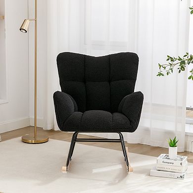 Teddy Fabric Rocking Gilder Nursery Chair For Living Room Indoor