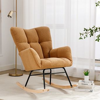 Teddy Fabric Rocking Gilder Nursery Chair For Living Room Indoor