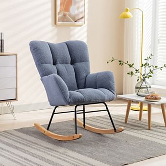 Teddy Fabric Rocking Gilder Nursery Chair For Living Room Indoor