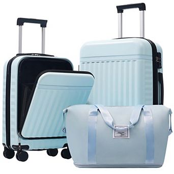 3 pc ABS Luggage Set with USB and Expandable Case