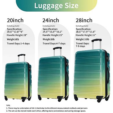 3-Piece Expandable PC Hardside Spinner Luggage Set