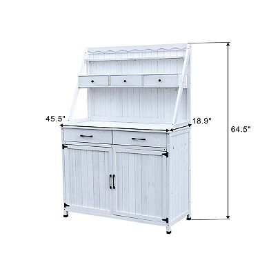 Farmhouse Potting Bench with Storage Drawers