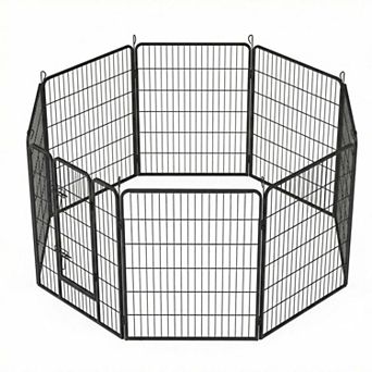 8-Panel Foldable Dog Playpen with Stakes