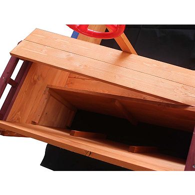 Sturdy fir wood toy box with canopy