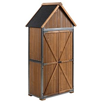 Weather-Resistant Metal and Fir Tool Shed