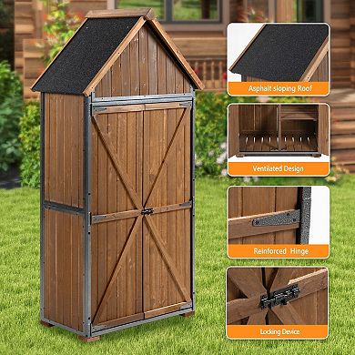 Weather-Resistant Metal and Fir Tool Shed