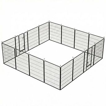 16-Panel Foldable Pet Playpen with Ground Stakes