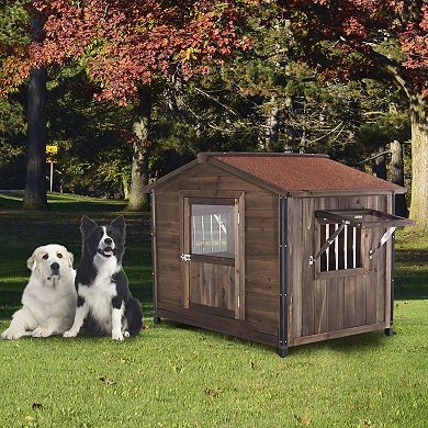 Metal-Frame Dog Kennel with Waterproof Roof