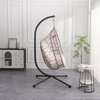 Comfortable Hanging Egg Chair with Sturdy Frame and Cushions