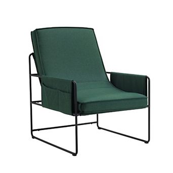 Sling Accent Chair, Comfy Chair with Removable Cushion, Vanity Chair, with Storage Bag, Green