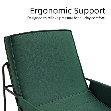 Sling Accent Chair, Comfy Chair with Removable Cushion, Vanity Chair, with Storage Bag, Green