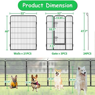 24-Panel Expandable Pet Playpen with Stakes