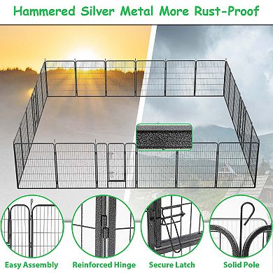 24-Panel Expandable Pet Playpen with Stakes