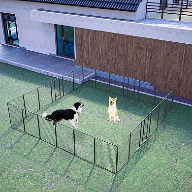 24-Panel Expandable Pet Playpen with Stakes
