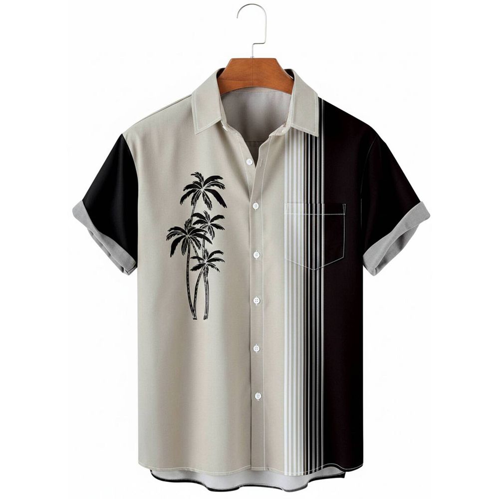 Men's Contrast Color Short Sleeve Shirt