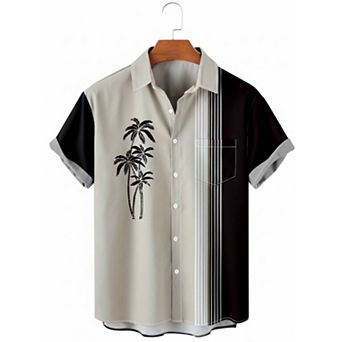 Men's Contrast Color Short Sleeve Shirt