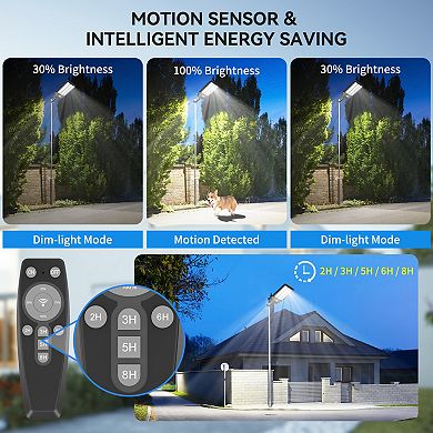 Solar Street Light Dusk to Dawn, Commercial Grade Solar Lights Motion Sensor for Streets