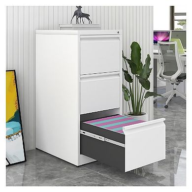 3 Drawer Metal Filing Cabinet, Vertical File Cabinets with Lock Home Office Metal File Organizer