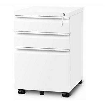 3-Drawer Mobile File Cabinet With Lock - Under Desk Rolling Filing Storage