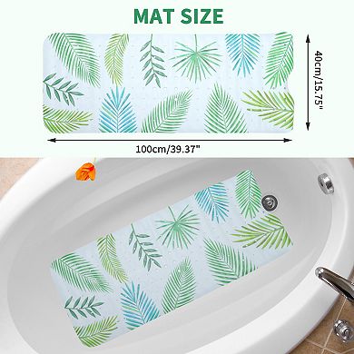 Leaves Pattern Bath Mat, Shower Mat, Anti Slip Bathtub Mats with Suction Cups and Drain Holes