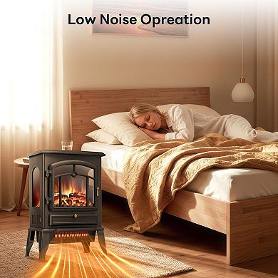 Vintage Electric Fireplace Stove 5100BTU 1500W Adjustable Flame Compact