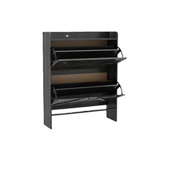 Shoe Storage Cabinet with 2 Flip Drawers, Freestanding Shoe Organizer with Wooden Legs for Entryway