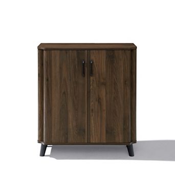 LuxenHome Dark Oak Manufactured Wood 31.5-Inch W x 36-Inch H 2-Door Storage Cabinet