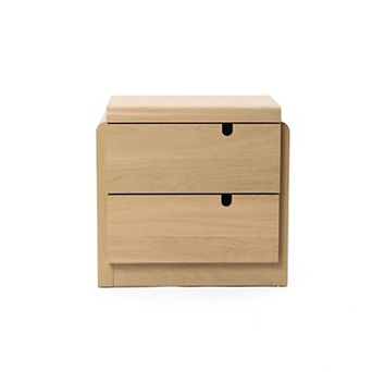 LuxenHome White Oak Mid-Century 2-Drawer Nightstand, 20.5'' Engineered Wood Accent Table